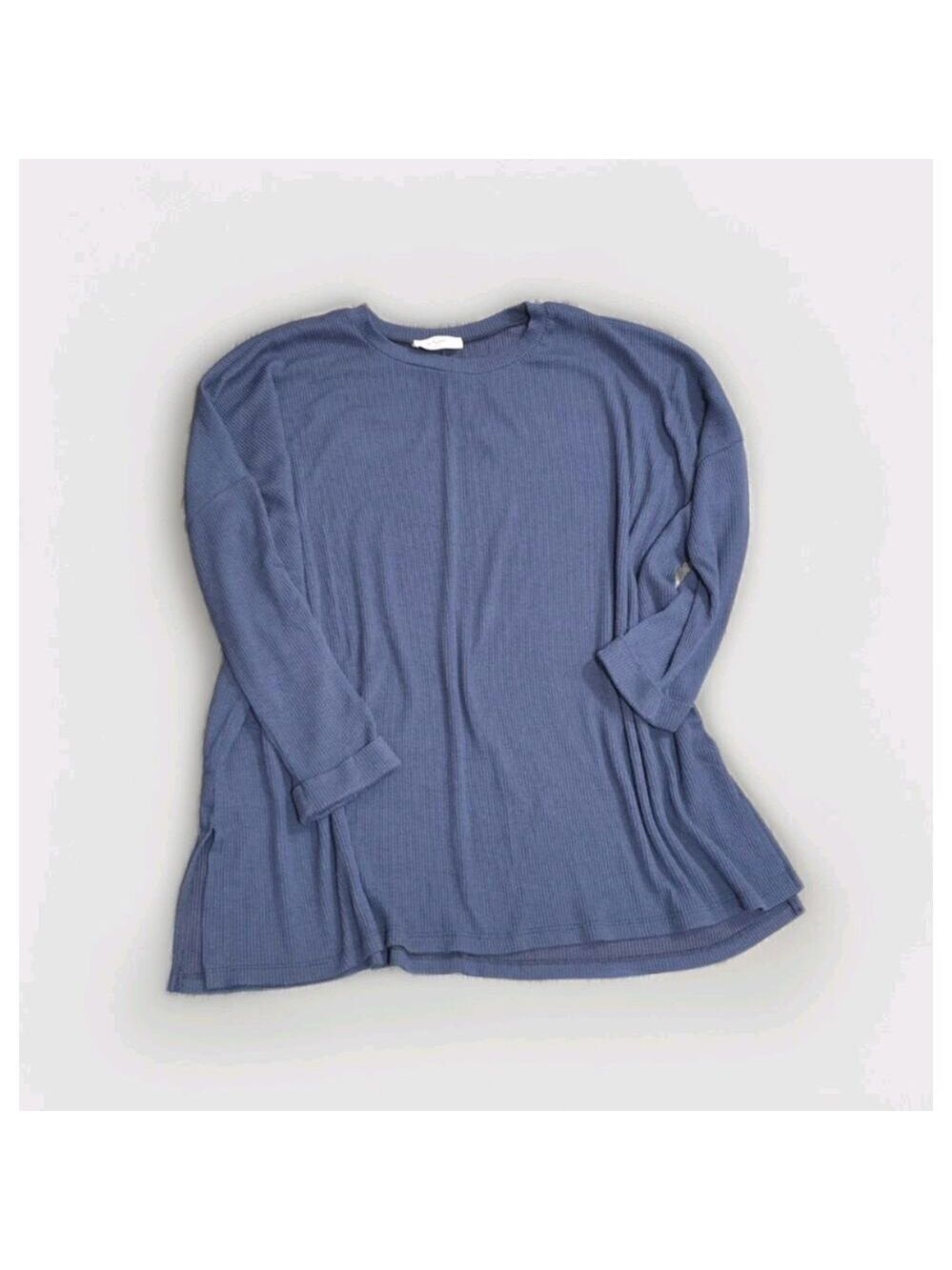 Carly Jean Los Angeles Women's 3/4 Sleeve Navy Blue Shirt Oversized Top Sz Large